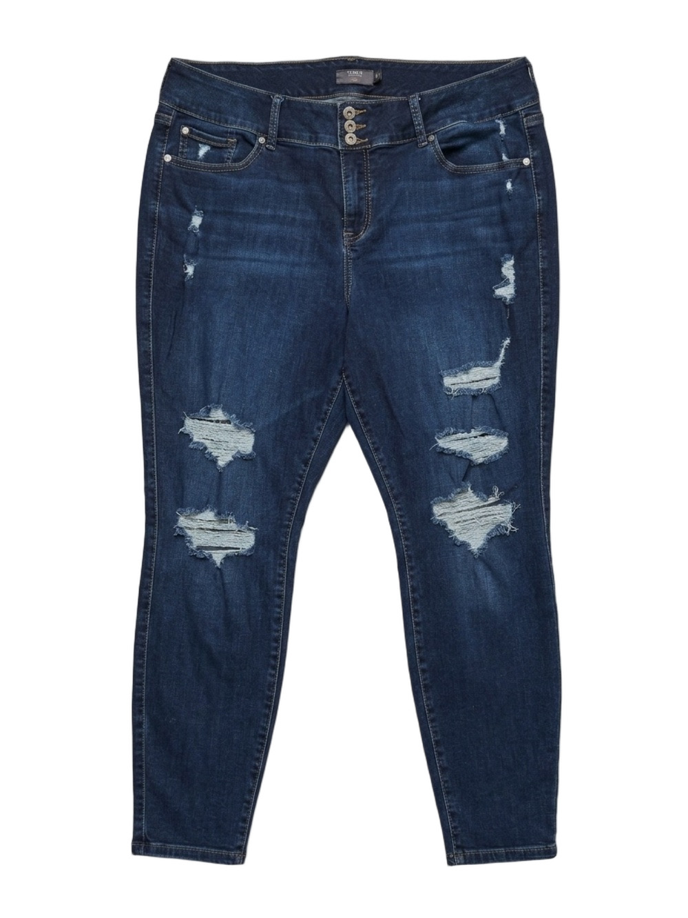 torrid Dark Wash High-Rise Button-Fly Jeans Distressed Skinny Size 22